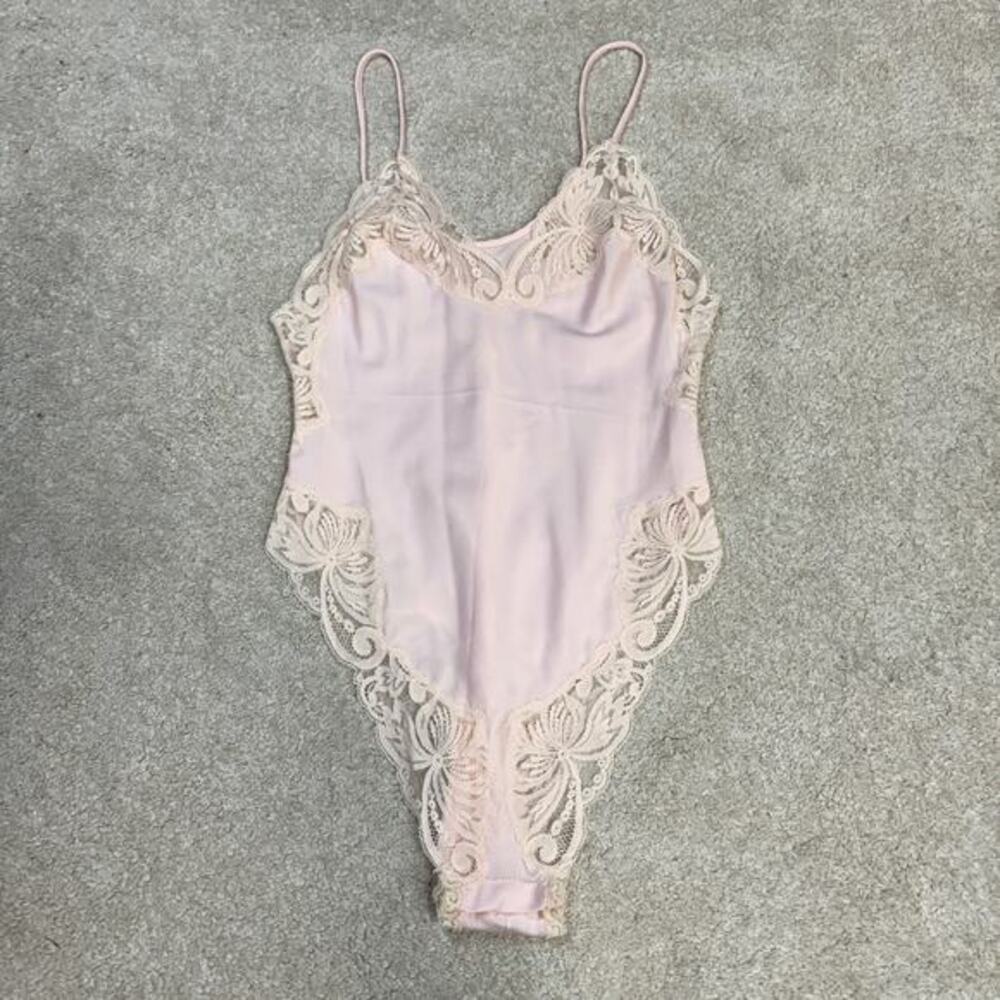 NWOT Vintage Victoria's Secret Lace Trim Gold Label Union Tag Teddy Size P/S - Picture 1 of 5
